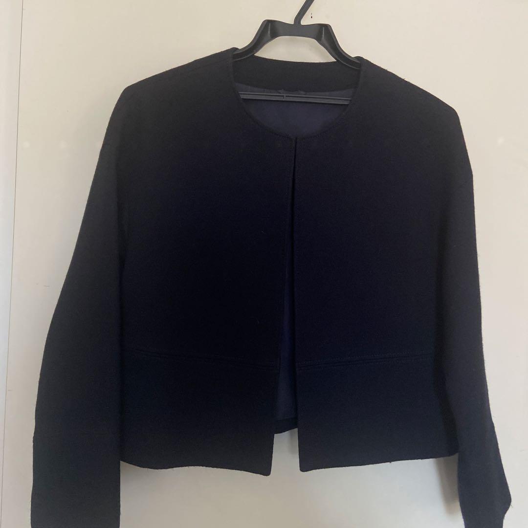 ANAYI アナイ ウール ノーカラー ジャケット ネイビー 現行タグ - メルカリ