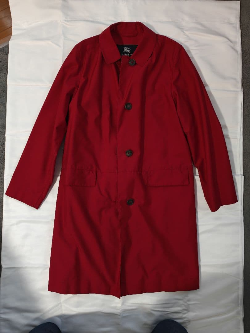 Burberry 赤 ステンカラーコート 美品 BURBERRY'S バーバリー 80年代 英国製 ステンカラーコート バルマ