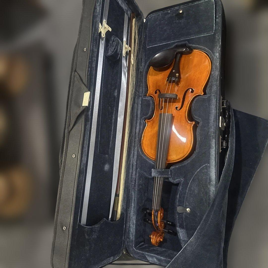 茶色の4/4バイオリンと黒のケース バイオリンケース 4/4 フルサイズ 長方形バイオリンハードケース