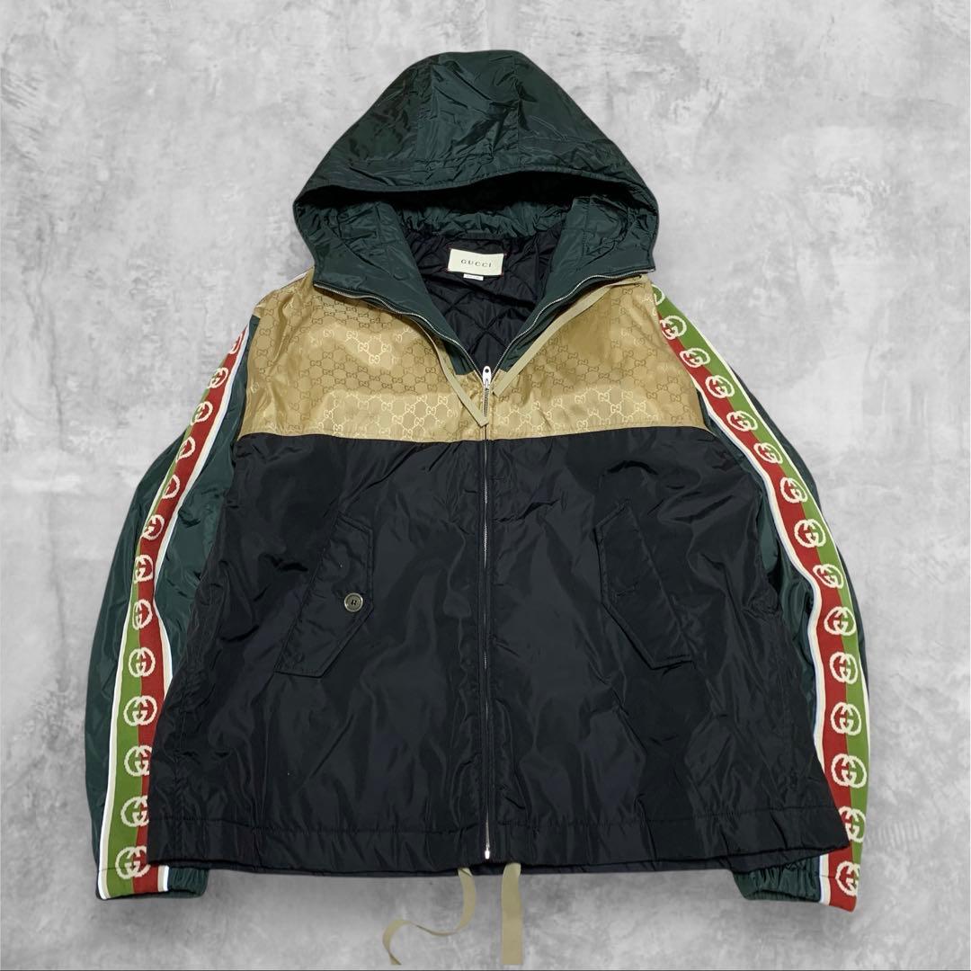 GUCCI GG柄ナイロンジャケット マウンテンパーカー 中綿コート 48
