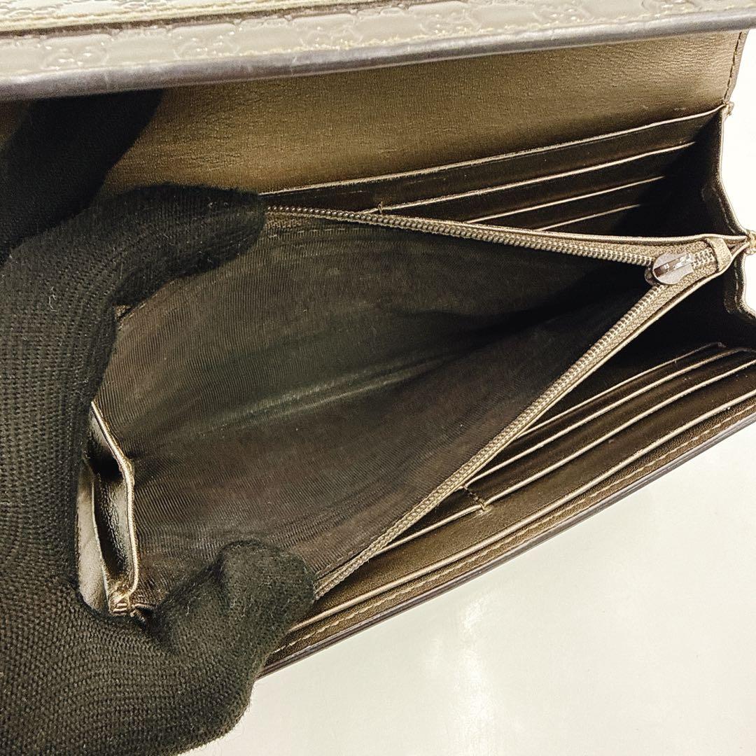 GUCCI グッチ 長財布 マイクロGG パテントレザー リボン 253405