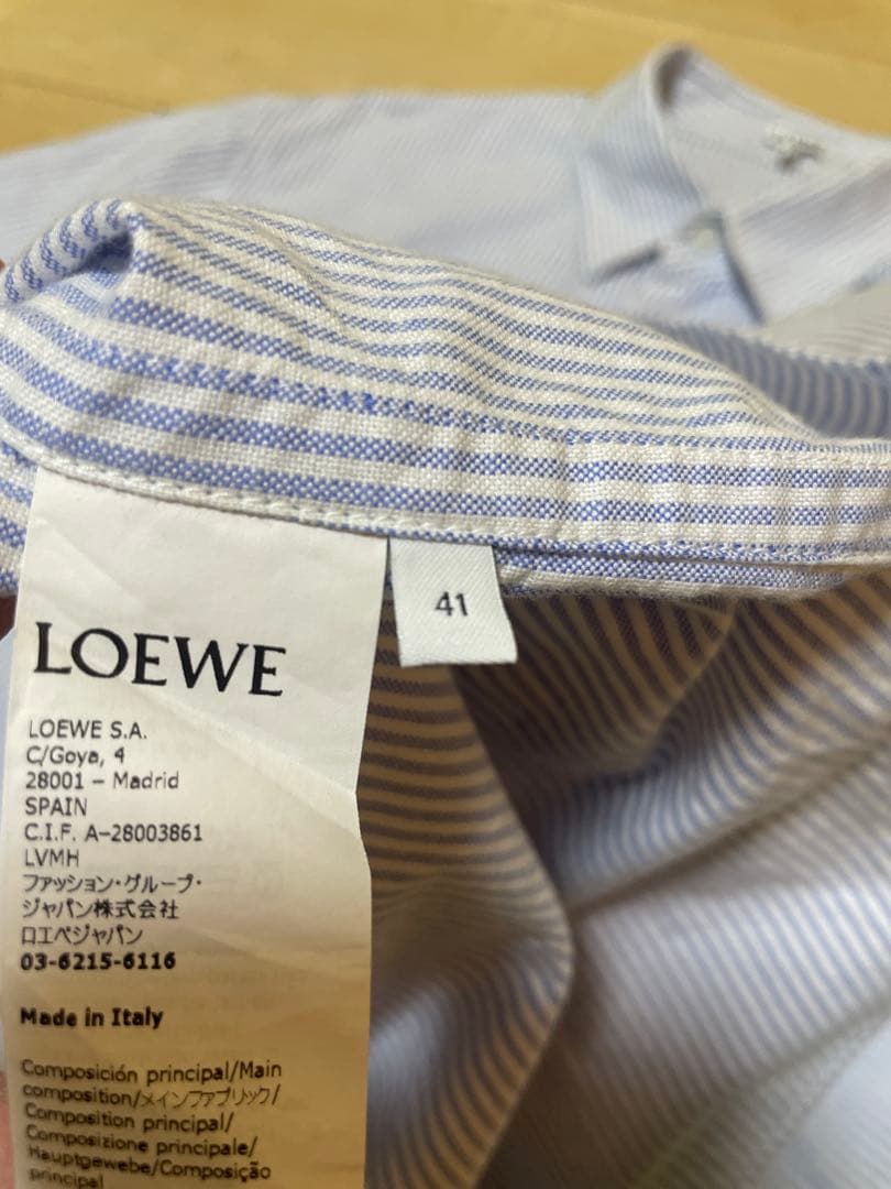 美品】LOEWE ロエベ ストライプシャツ サイズ41 Lサイズ アナグラム