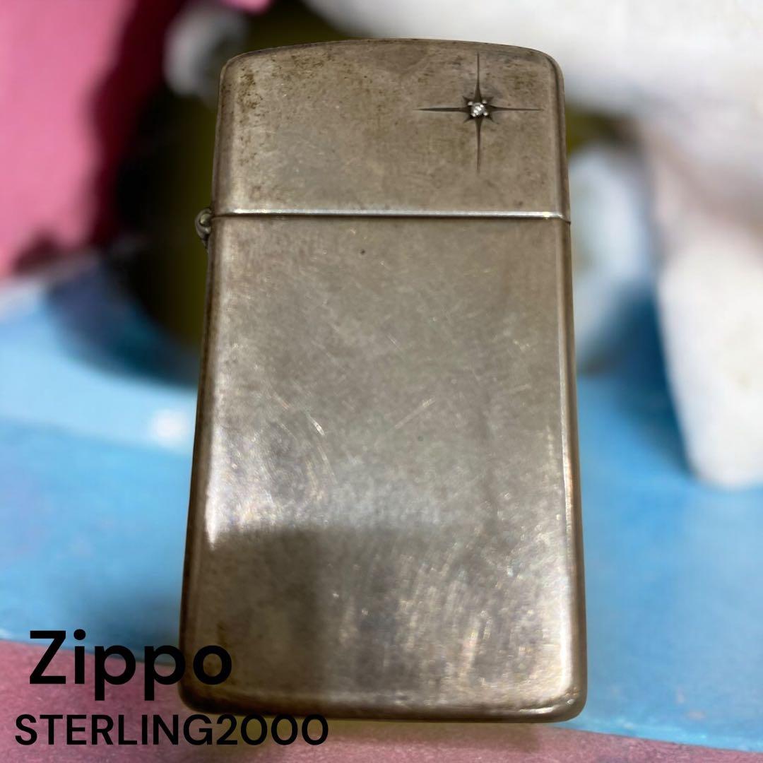 zippo ジッポ ライター スターリング シルバー 2000年 ダイヤ付き
