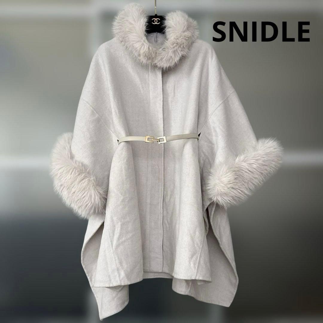 完売品 2024 SNIDEL ファー付 ミドルケープコート アイボリー フリー