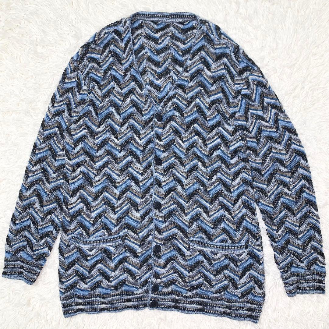 美品 MISSONI カーディガン 総柄 ウール モヘヤ混 オーバーサイズ XL 中古・古着通販】missoni (ミッソーニ) ニットカーディガン ブラック