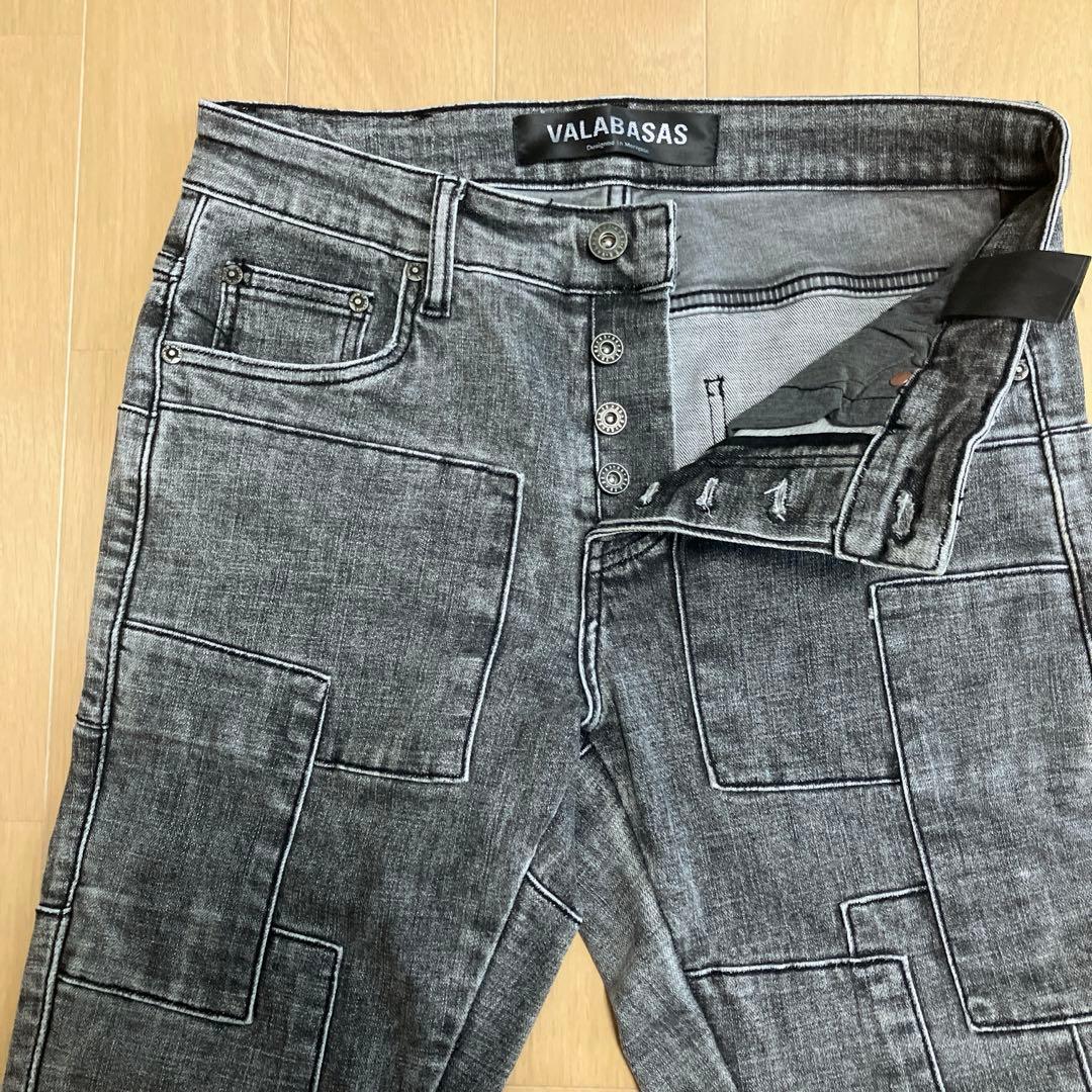 専用出品 VALABASAS バラバサス パッチワークスキニーデニム 黒 30