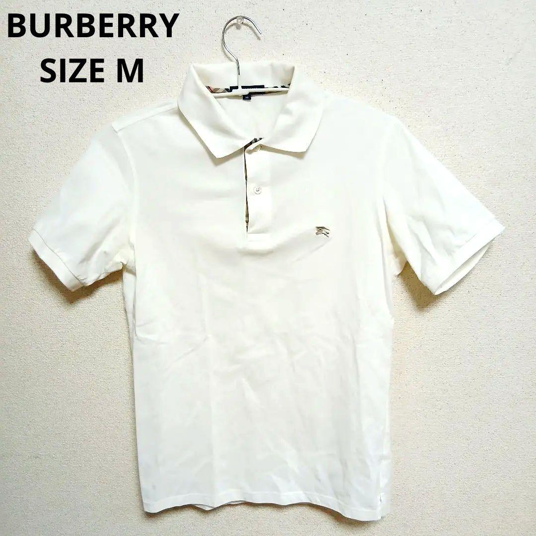 BURBERRY バーバリー ホワイト ポロシャツ 半袖 刺繍ロゴ M - メルカリ