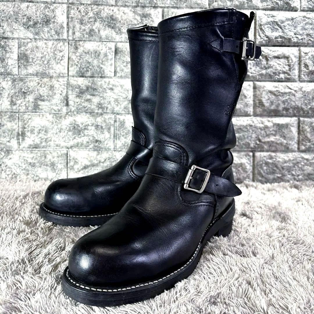 チペワ 1901M87 廃番 エンジニアブーツ USA製 黒タグ ブラック 80s USA製 CHIPPEWA チペワ プリント黒タグ スチールトゥ エンジニア