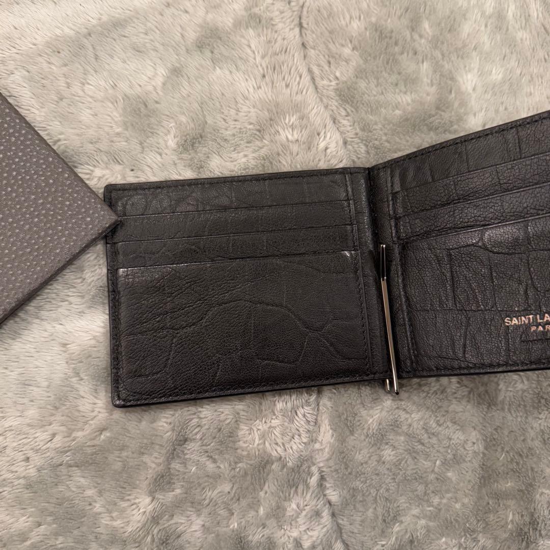 ⭐️極美品⭐️　サンローラン　YSL カサンドラ　クロコ型押し　マネークリップ