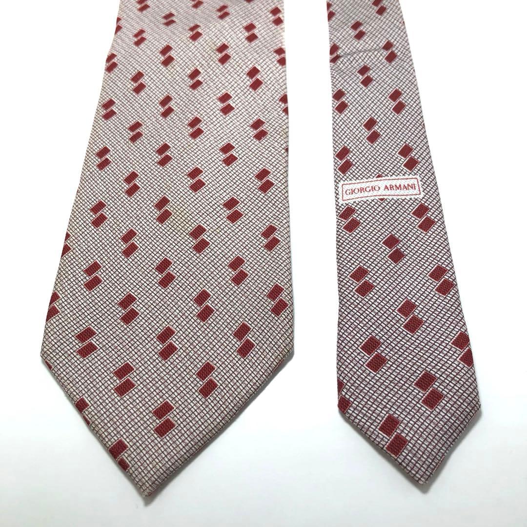 美品】GIORGIO ARMANI ネクタイ 幾何学模様 ワインレッド - メルカリ