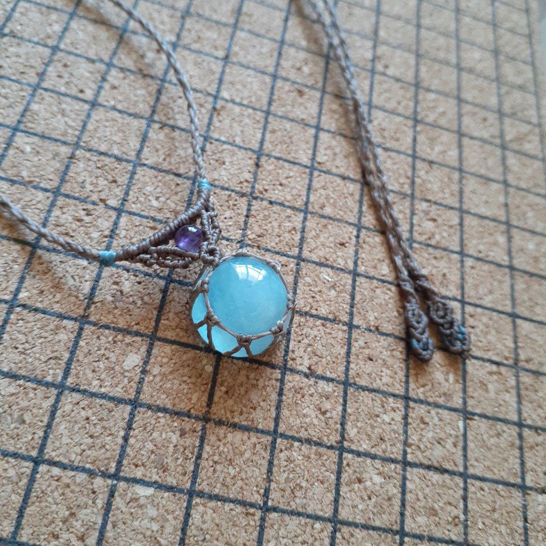 マクラメネックレス アクアマリン - メルカリ