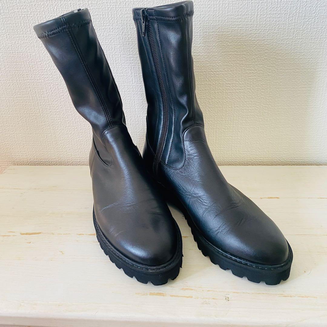 DIANA新品 最終セール】黒 ジッパーブーツ ショートブーツ ダイアナ