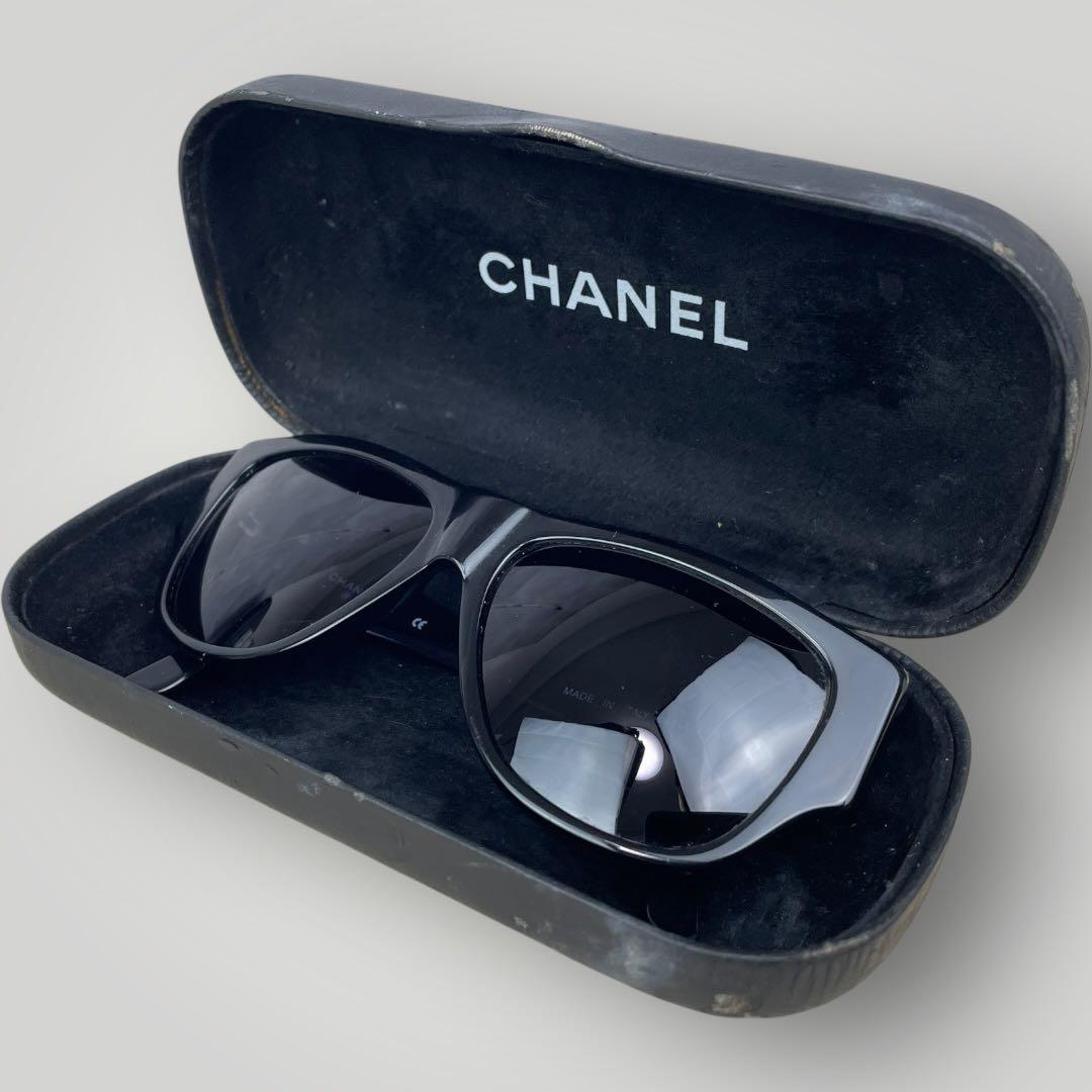 美品 シャネル サングラス ココマーク ユニセックス ブラック ケース