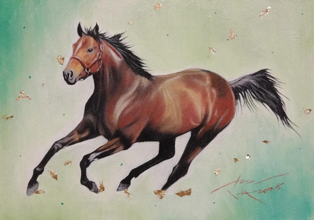 上鈴木正一 油彩画 B5サイズ『 たくましく 』新作原画 オススメの作品