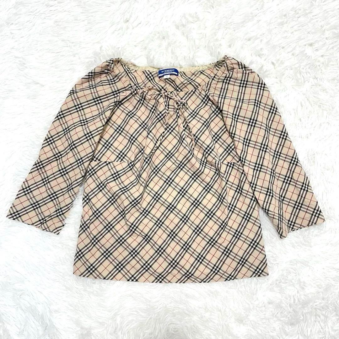 Burberry ブルーレーベル ノバチェック柄ブラウス リボン - メルカリ