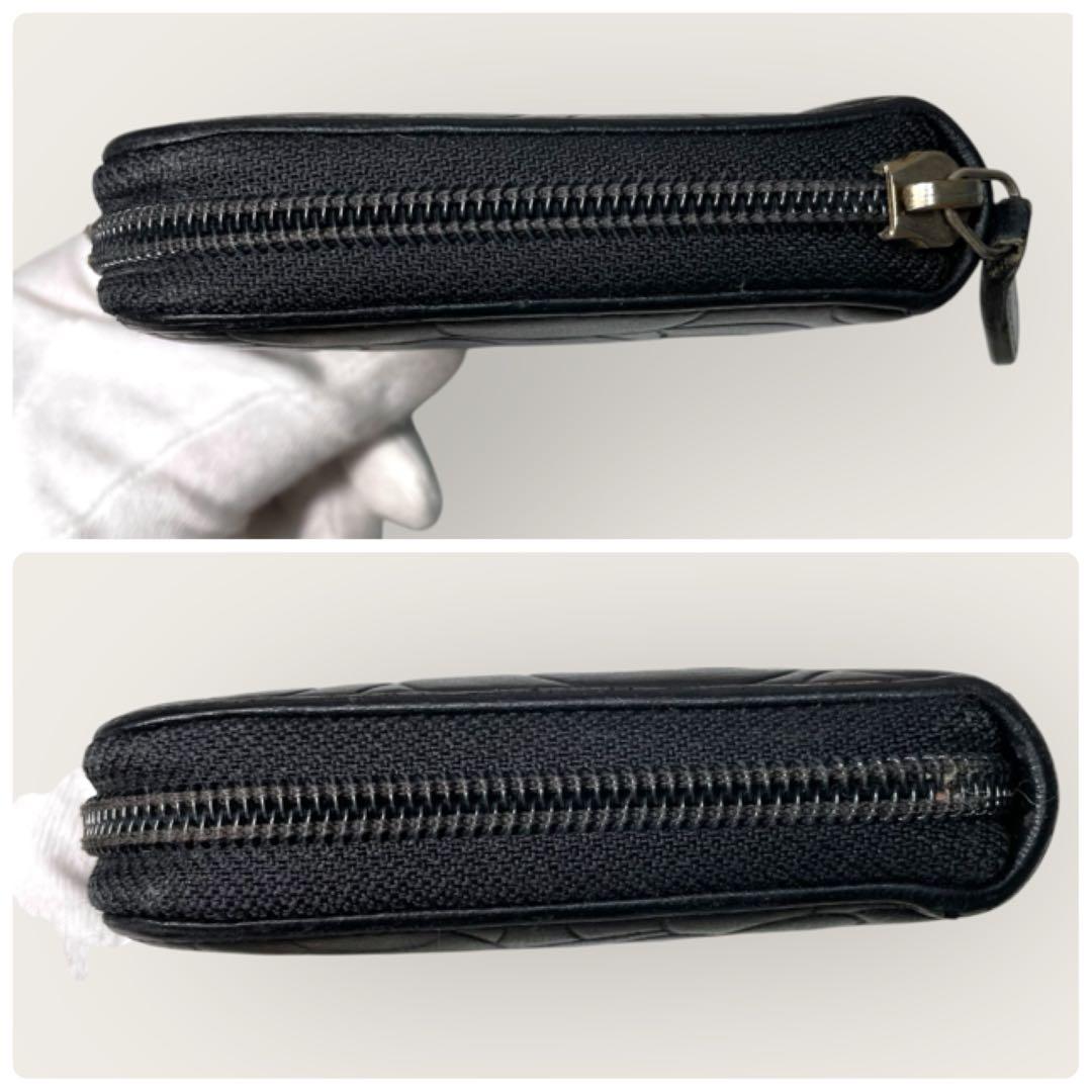 美品✨ CHANEL シャネル カメリア ラウンドジップ 長財布 黒 ゴールド