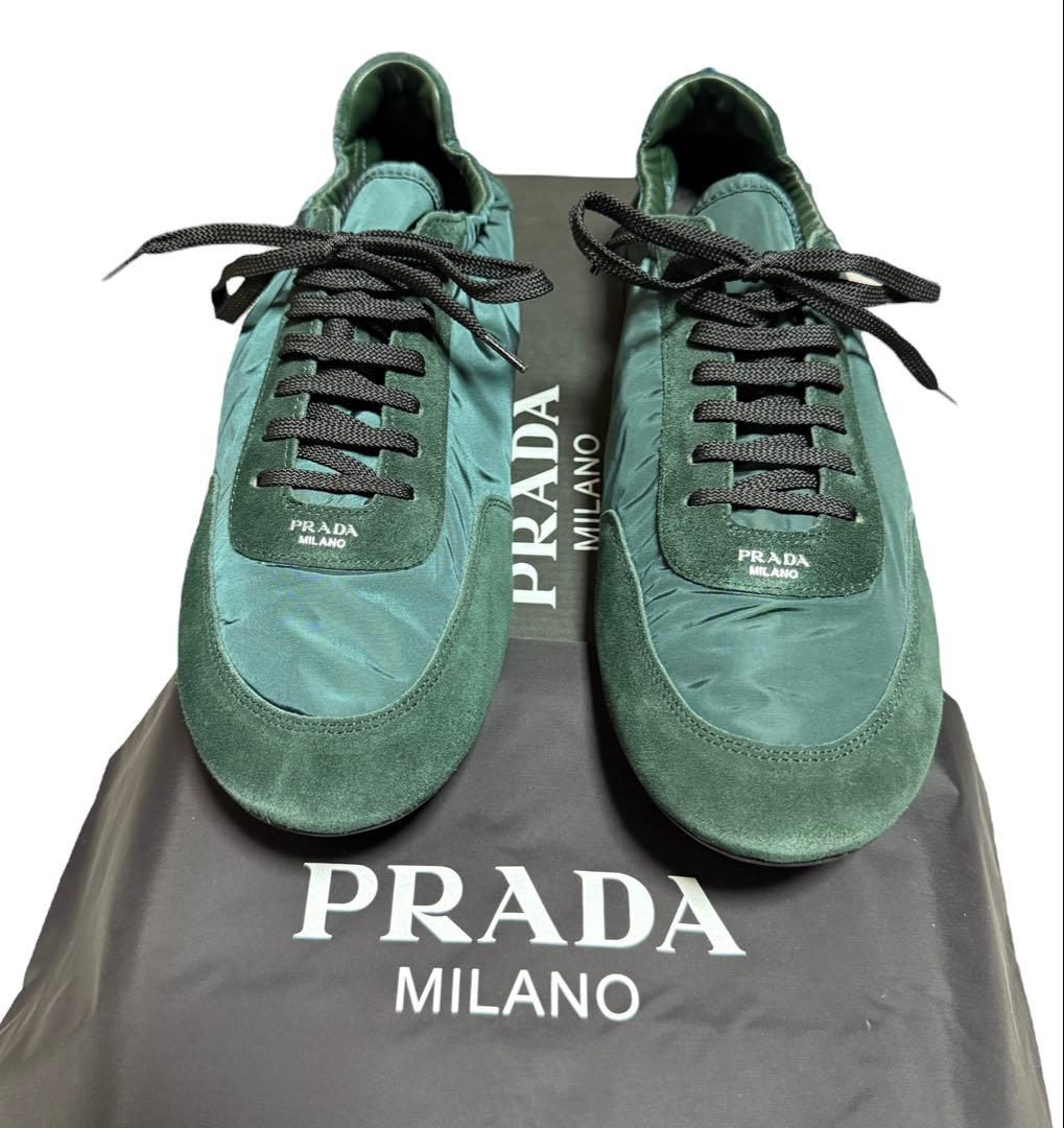 PRADA 25SSコラプス Re-Nylon エラスティックス スニーカー 緑 - メルカリ