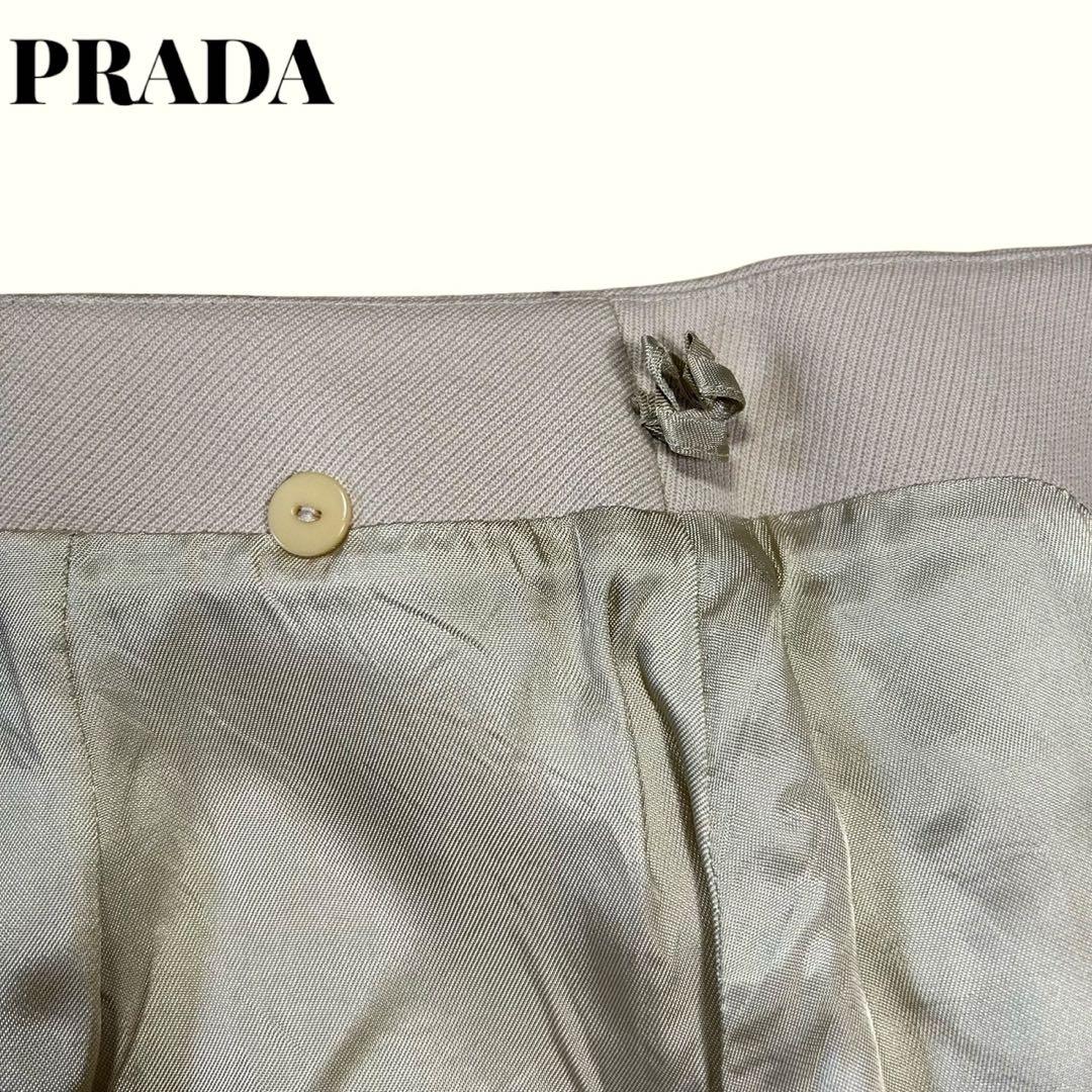 美品】プラダ ラップスカートサイズ装飾ベルトヴァージンウールサイズ