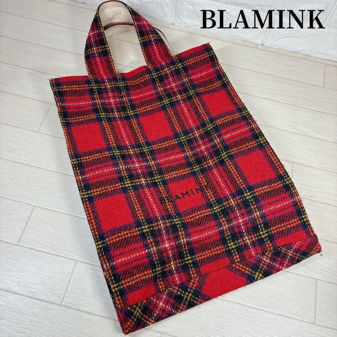BLAMINK ブラミンク チェックトートバッグ レッド A4サイズ対応 - メルカリ