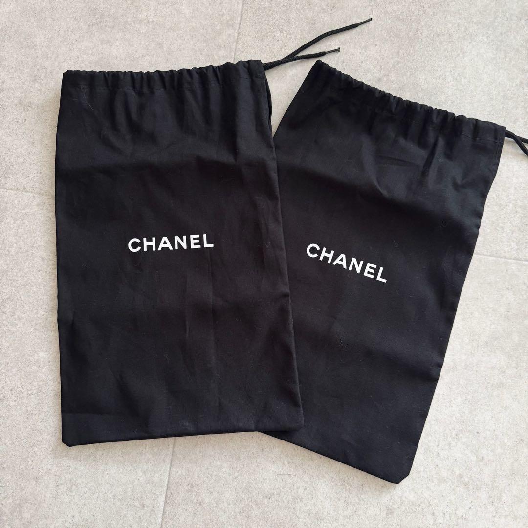 シャネル パンプス ココマーク リボン ツイード 黒 エナメル切替 保存