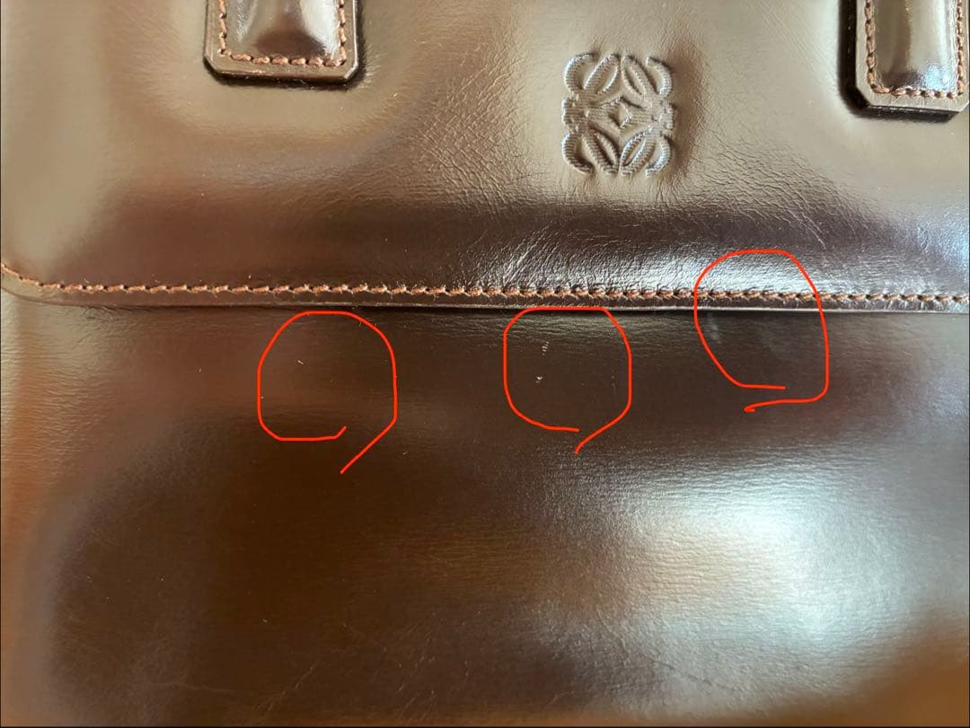 ロエベ　ダークブラウン レザー ハンドバッグ