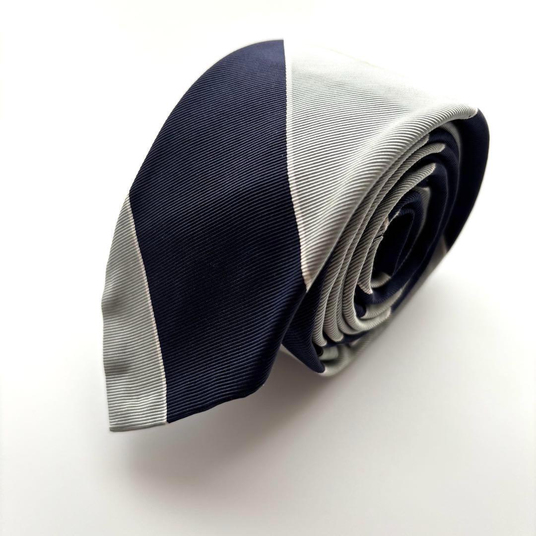 ꧁美品꧂ トムブラウン ネクタイ ナロータイ ストライプ トリコロール グレー