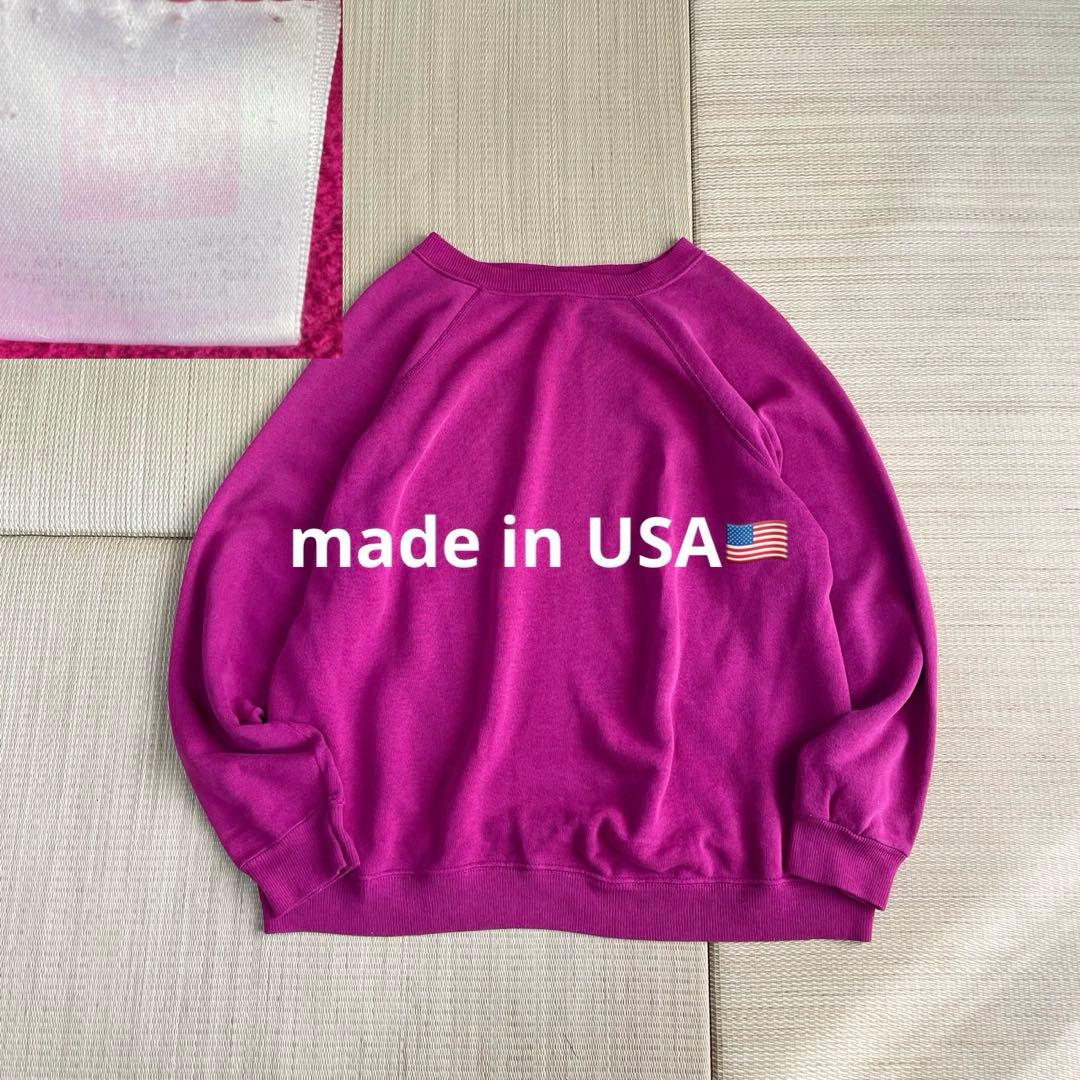 希少カラー 90s USA製 ヘインズ hanes 無地 スウェット ピンク L