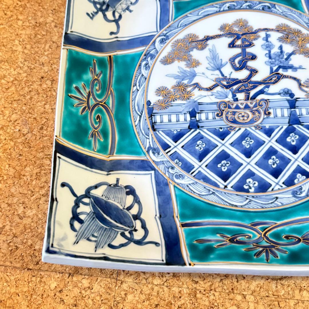 り*ゴ様 九谷焼　山本長左　　宮内庁御用達　　皿　　飾り皿　　未使用