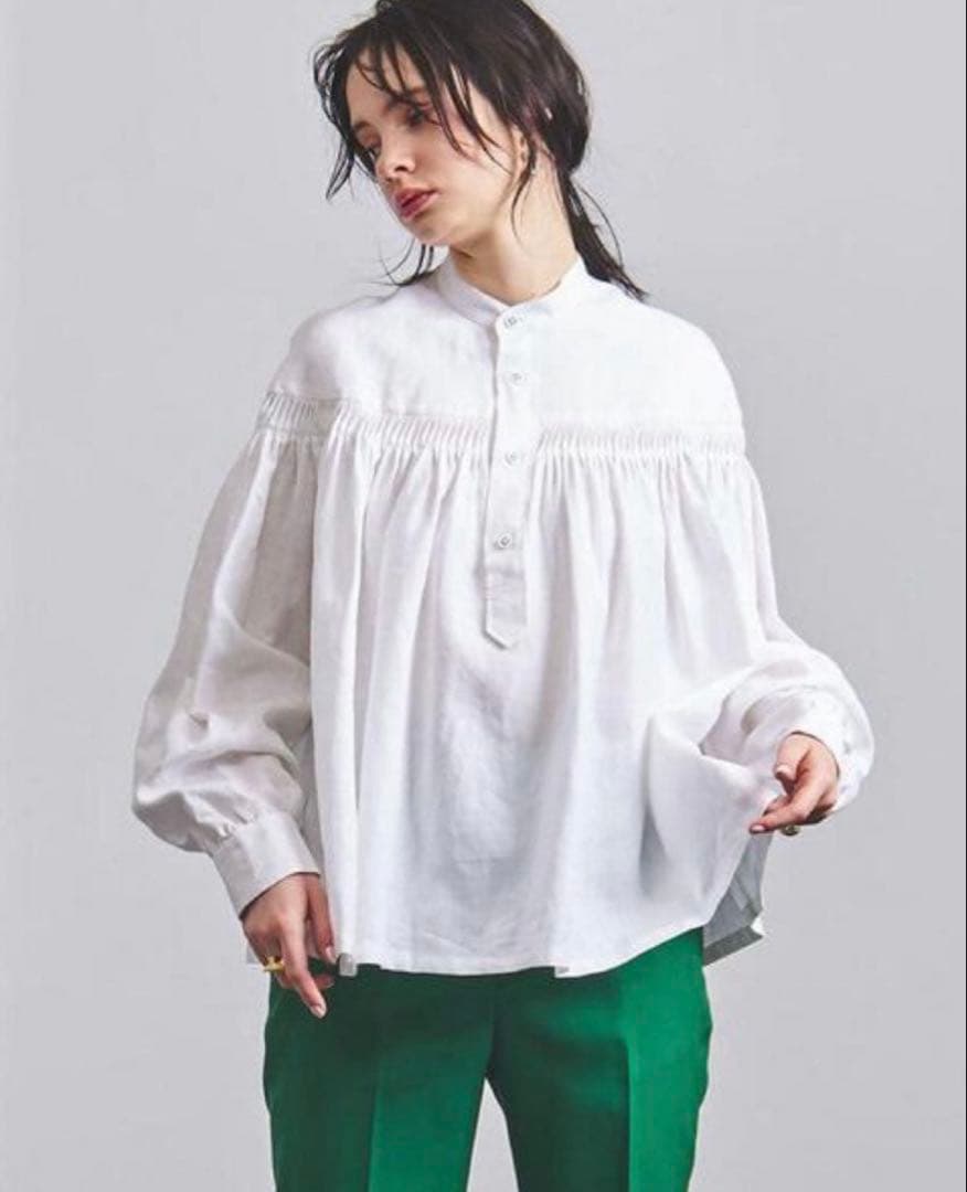 scye サイ リネン ピンクタックブラウス 36 ホワイト - メルカリ