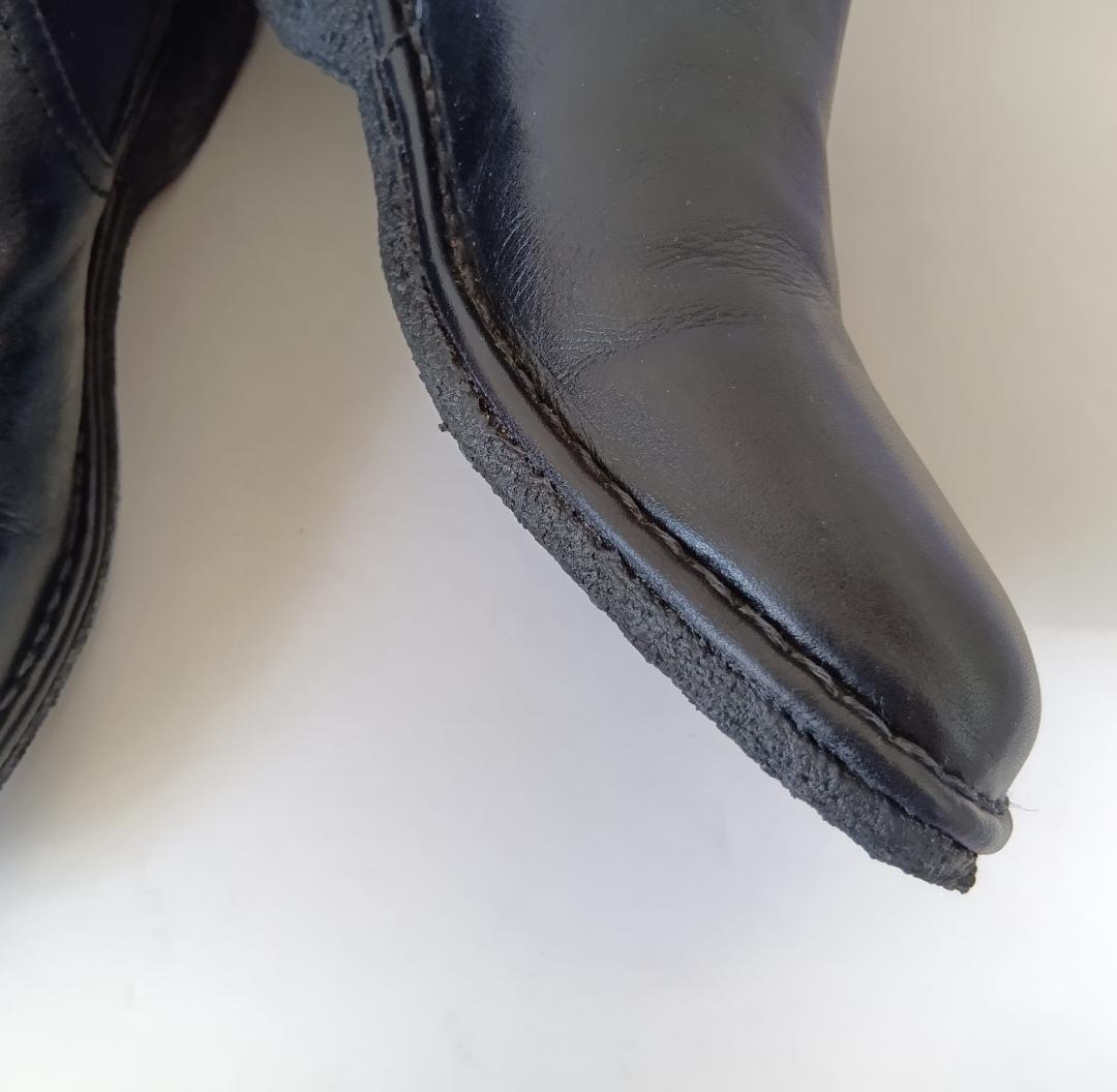 Saya 本革 ブラック 黒 ラボキゴシ フラット サイドゴアブーツ 23cm