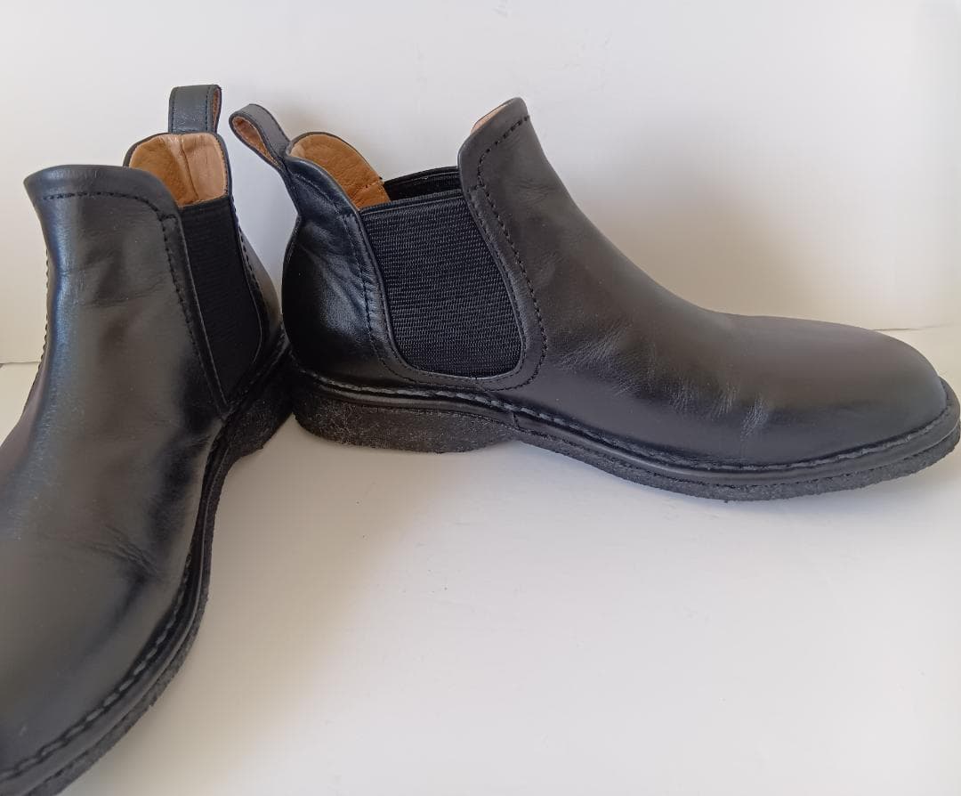 Saya 本革 ブラック 黒 ラボキゴシ フラット サイドゴアブーツ 23cm