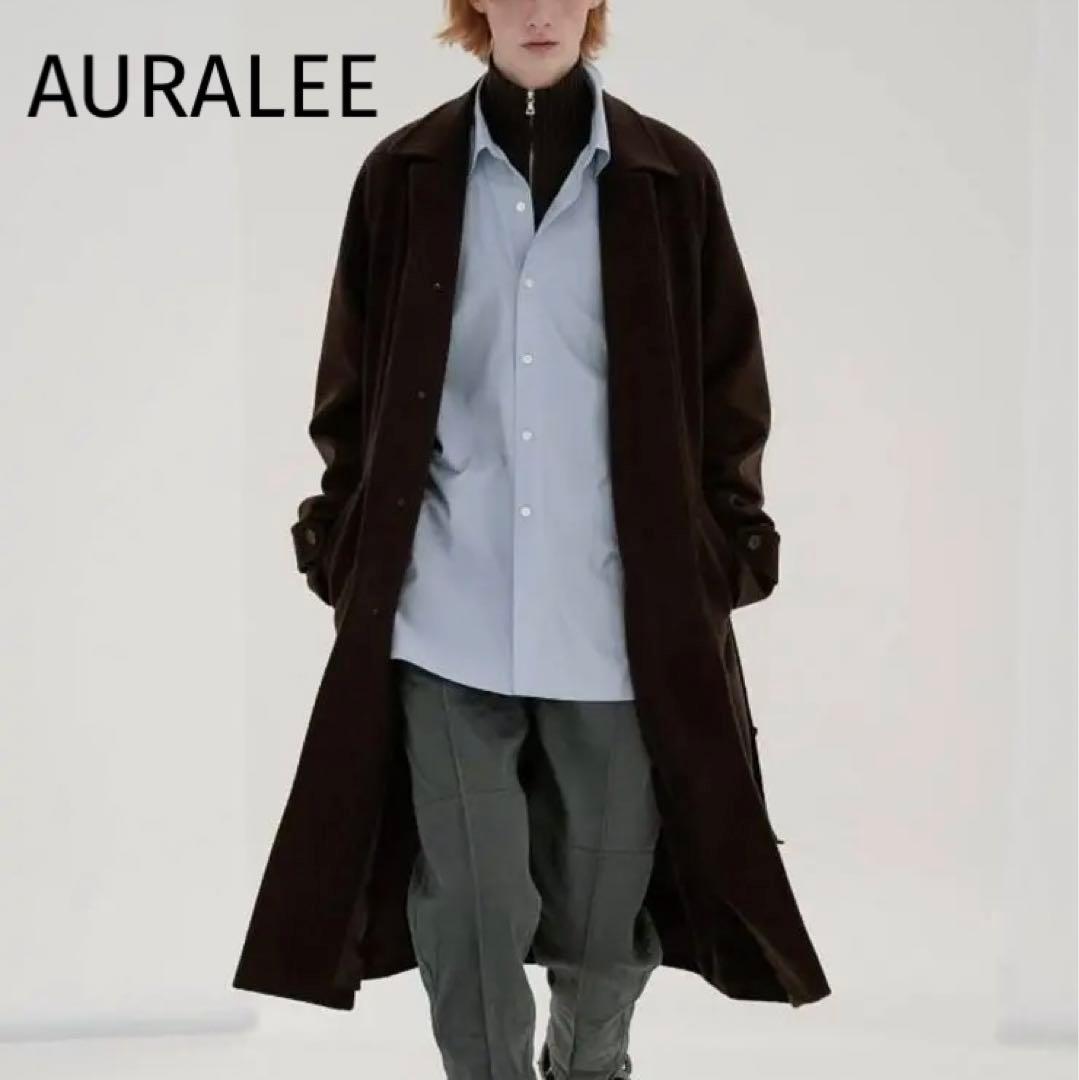 希少】オーラリー ベビーカシミヤ 100% ステンカラーコート 3 ブラウン