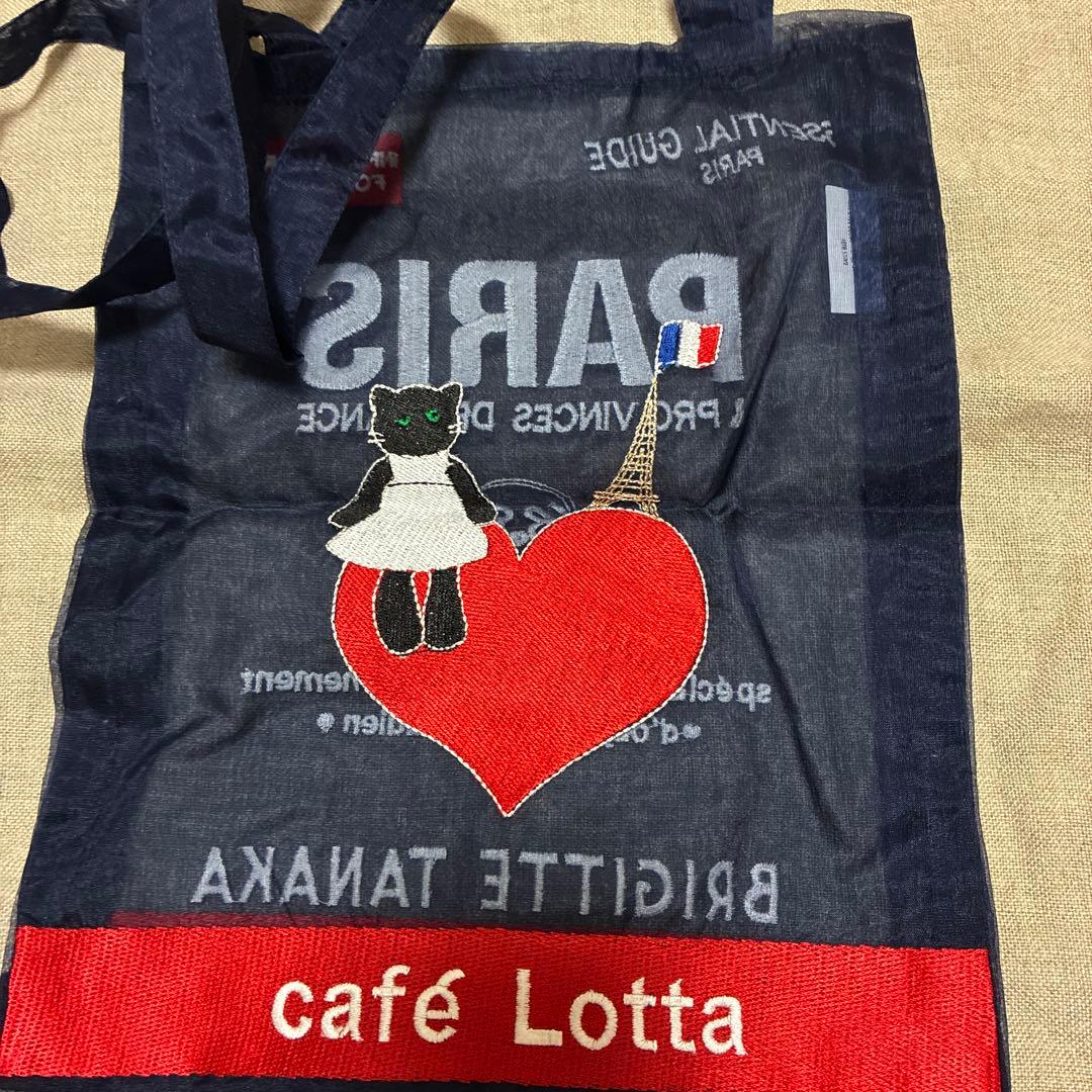未使用カフェロッタ　Brigitte Tanaka エコバッグ ネイビー cafe Lotta カフェロッタ Brigitte Tanakaエコバッグ - メルカリ