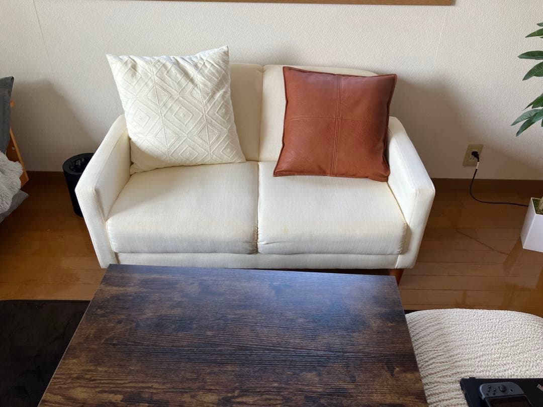女性オーナー]ホワイトファブリック 2人掛けソファ ジャパンディ