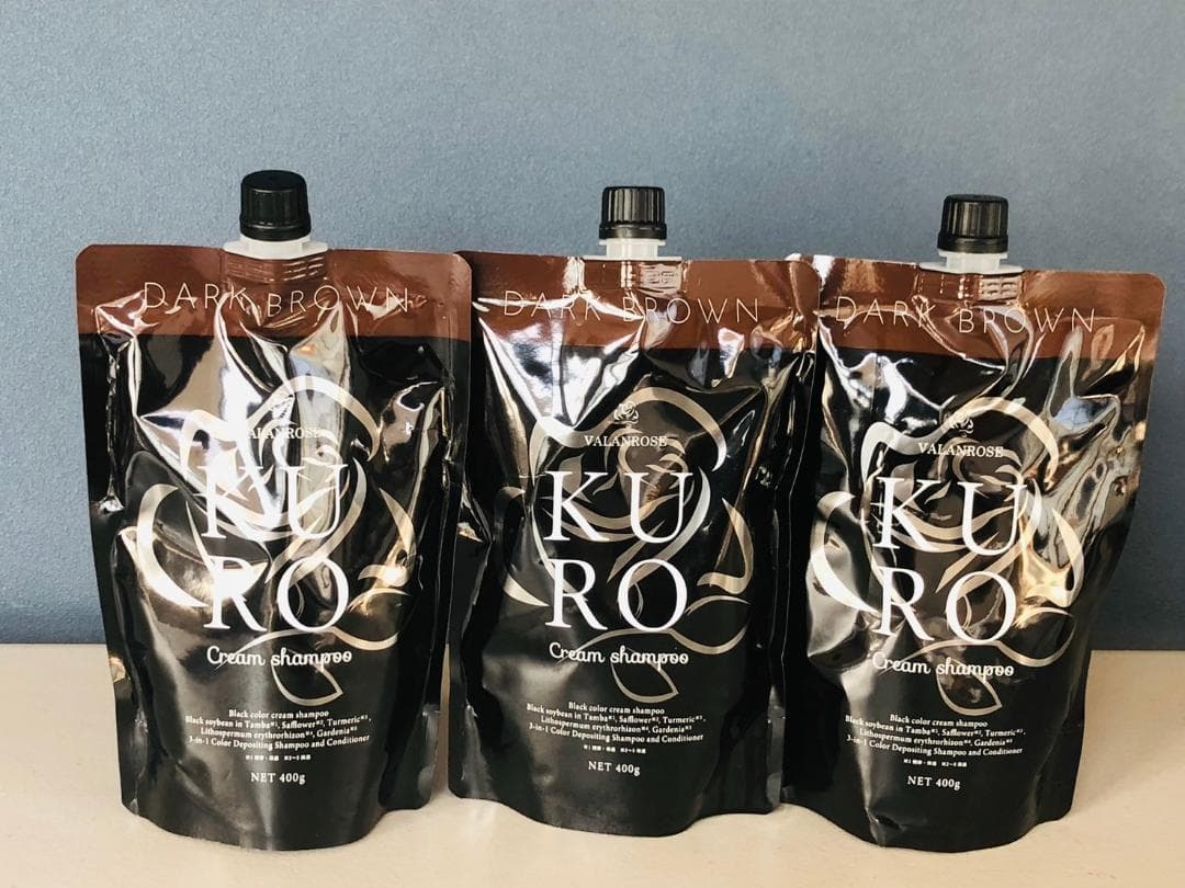 MF194 新品KUROクリームシャンプー ダークブラウン3本セット 400g