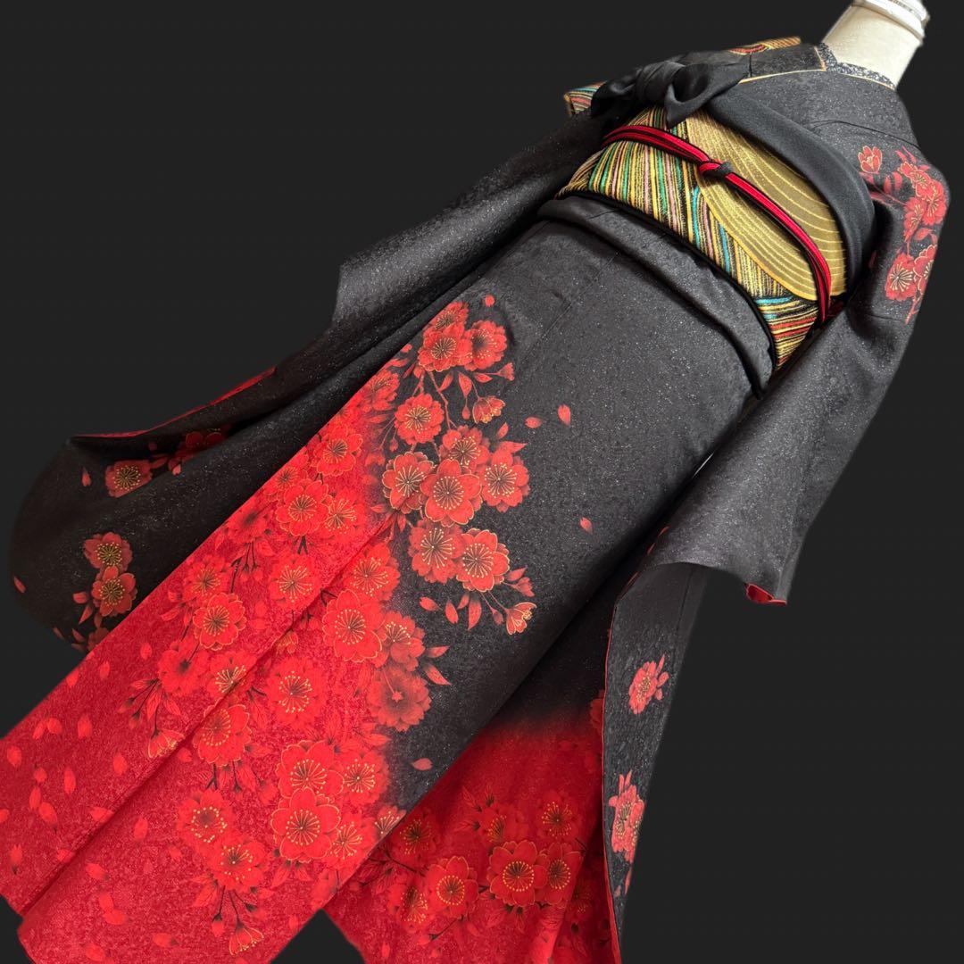 豪華　振袖６点フルセット　鈴乃屋　銀通し　ブラック　151〜161cm