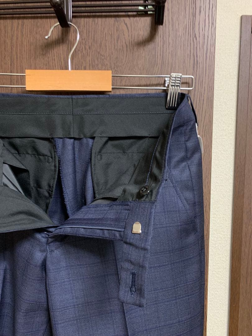 Y5新品未使用！高級イタリアREDA極上ネイビーチェック柄3ピーススーツ