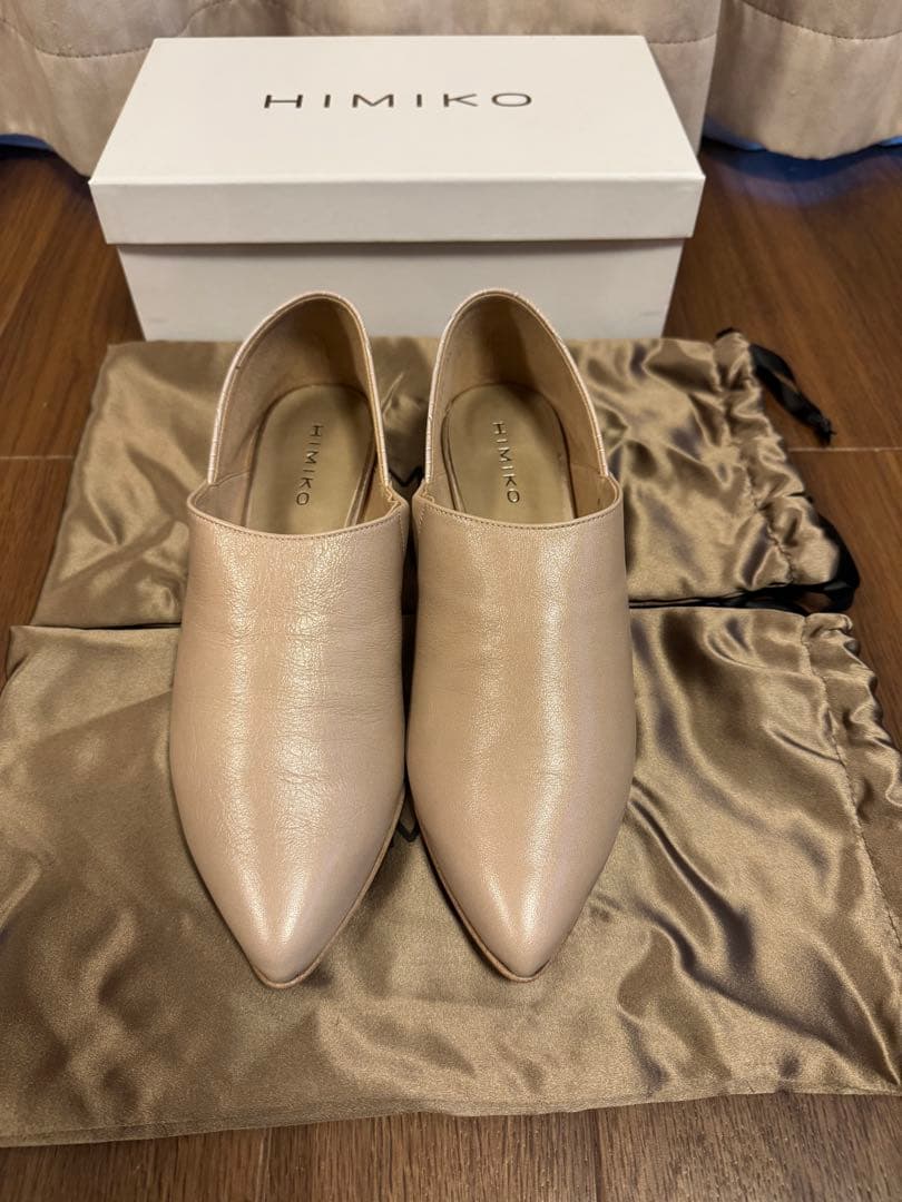 25.5cm HIMIKO ベージュ 本革 ソフトフラットシューズ　新品未使用