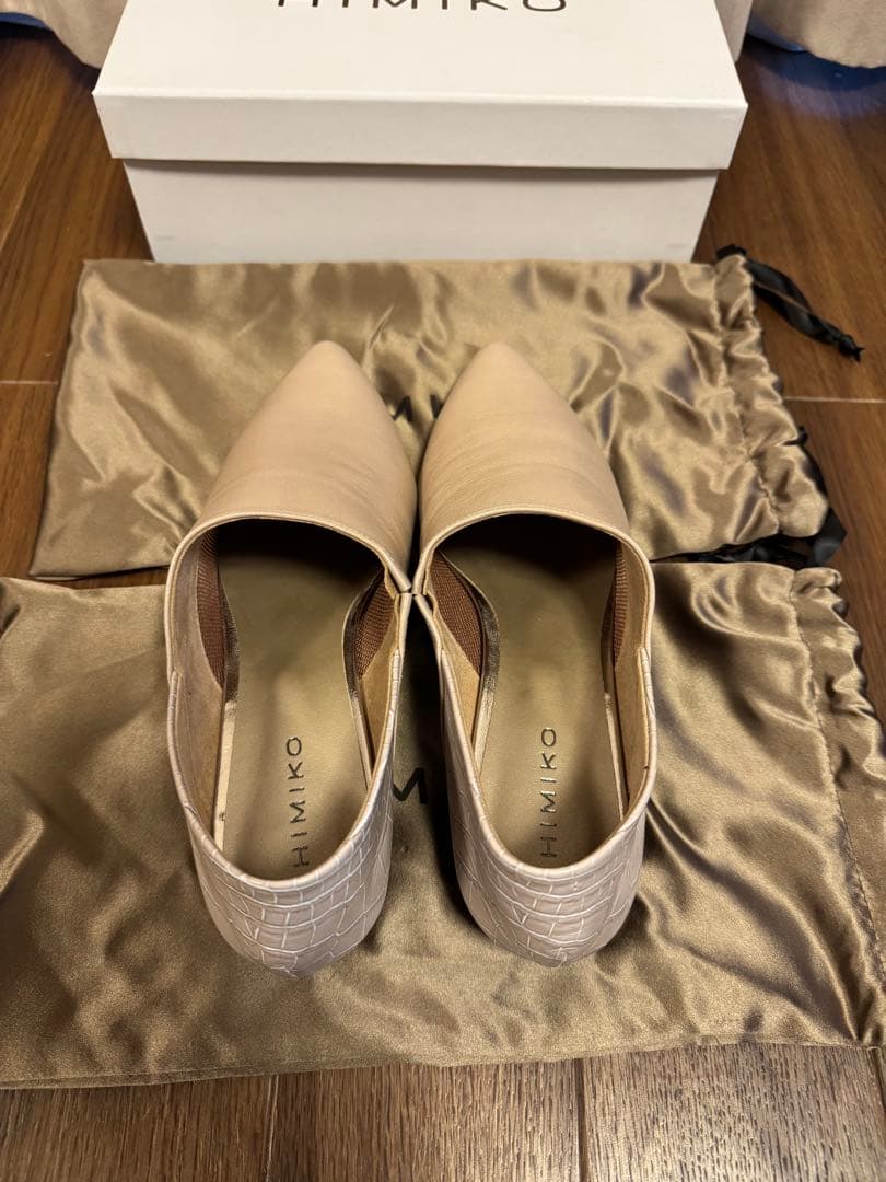 25.5cm HIMIKO ベージュ 本革 ソフトフラットシューズ　新品未使用