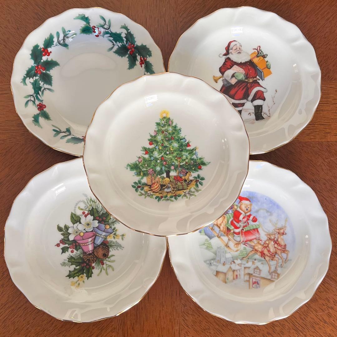 【美品】ロイヤルウィンチェスターダッチェス★クリスマス★プチプレート5枚