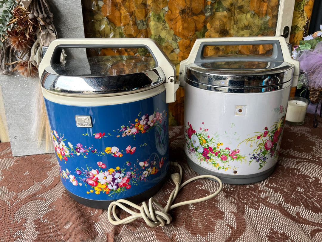 象印 タイガー 炊飯ジャー セット インテリア 昭和レトロ 花柄 レトロ