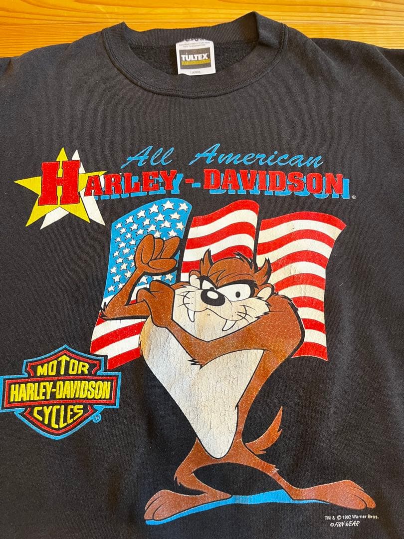 90sUSAHarley-Davidson×TAZスウェット ルーニーテューンズ
