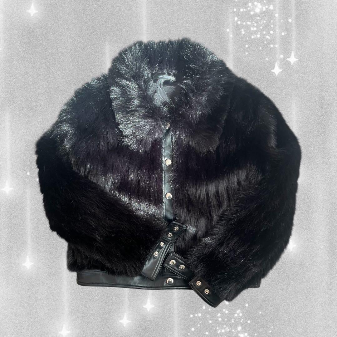 SHAGGIE ファーブルゾンジャケット フ アーコートブラック - メルカリ