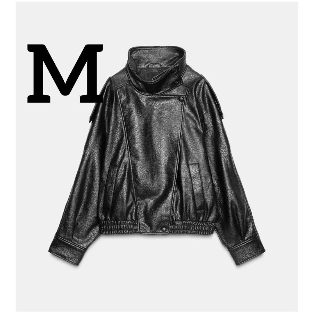 ZARA フェイクレザージャケット M 新品未使用 タグ付き 人気 タグ付き新品 ZARAのフェイクレザージャケット Mサイズ ブラック色
