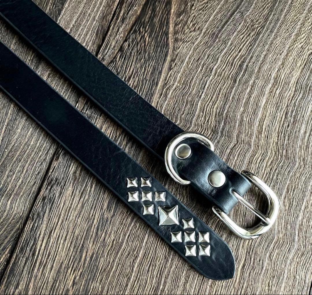 スタッズナローロングベルト シルバーピラミッド ミッスー