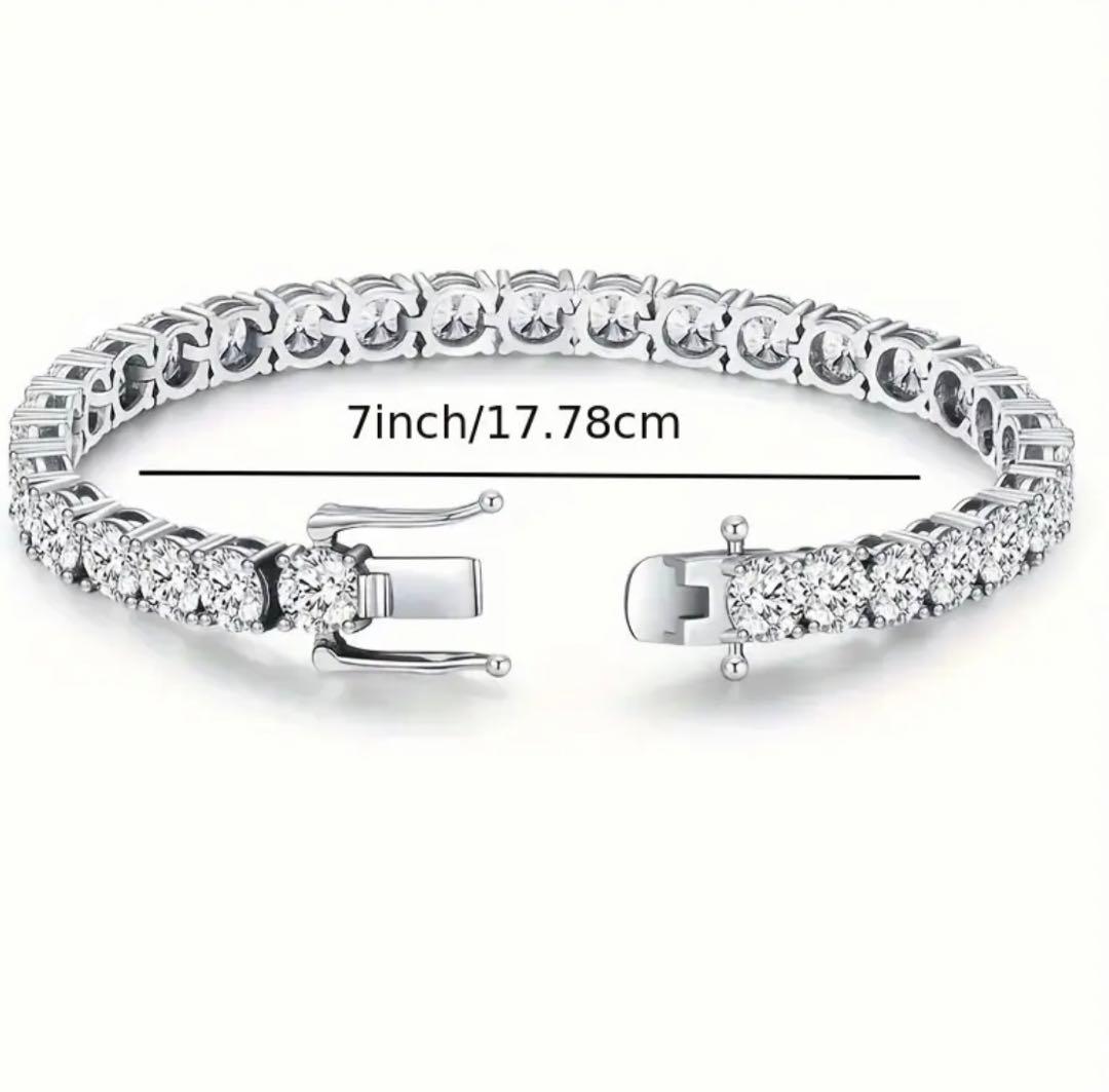 話題沸騰】モアサナイト×S925 テニスチェーンブレスレット（3mm約5ct