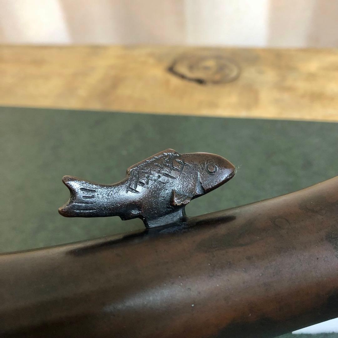 唐銅双鯉耳付花入 共箱 茶道具 - メルカリ