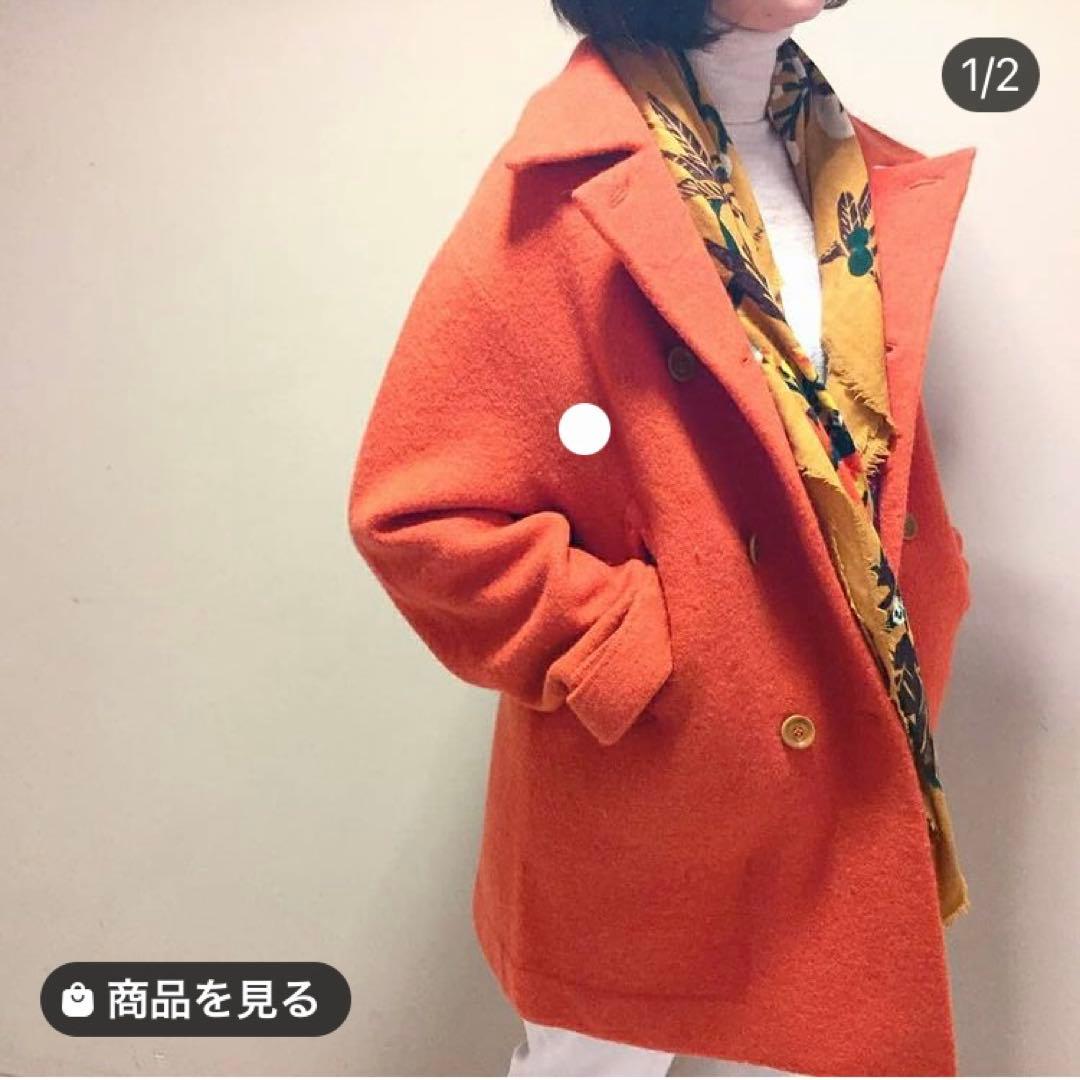 45R フロート縮絨のPコート　サイズ0のフリー