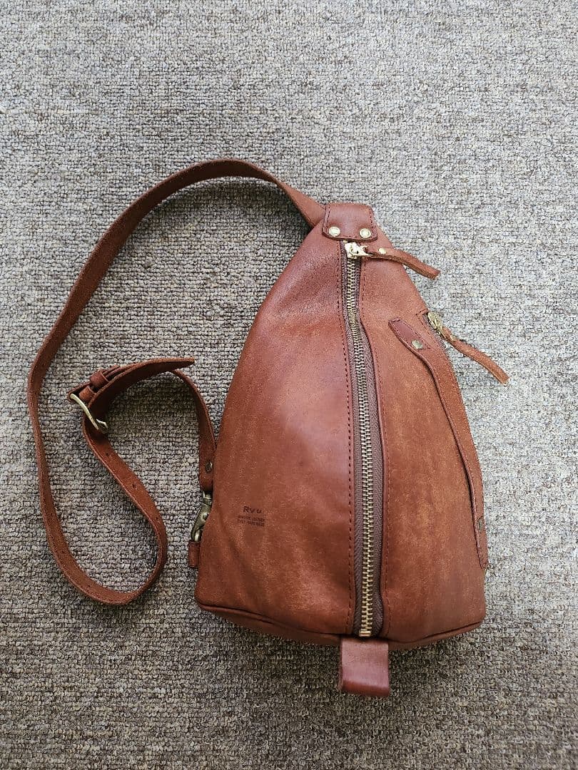 Ryu 本革 ボディバッグ ブラウン レザー ワンショルダー - メルカリ