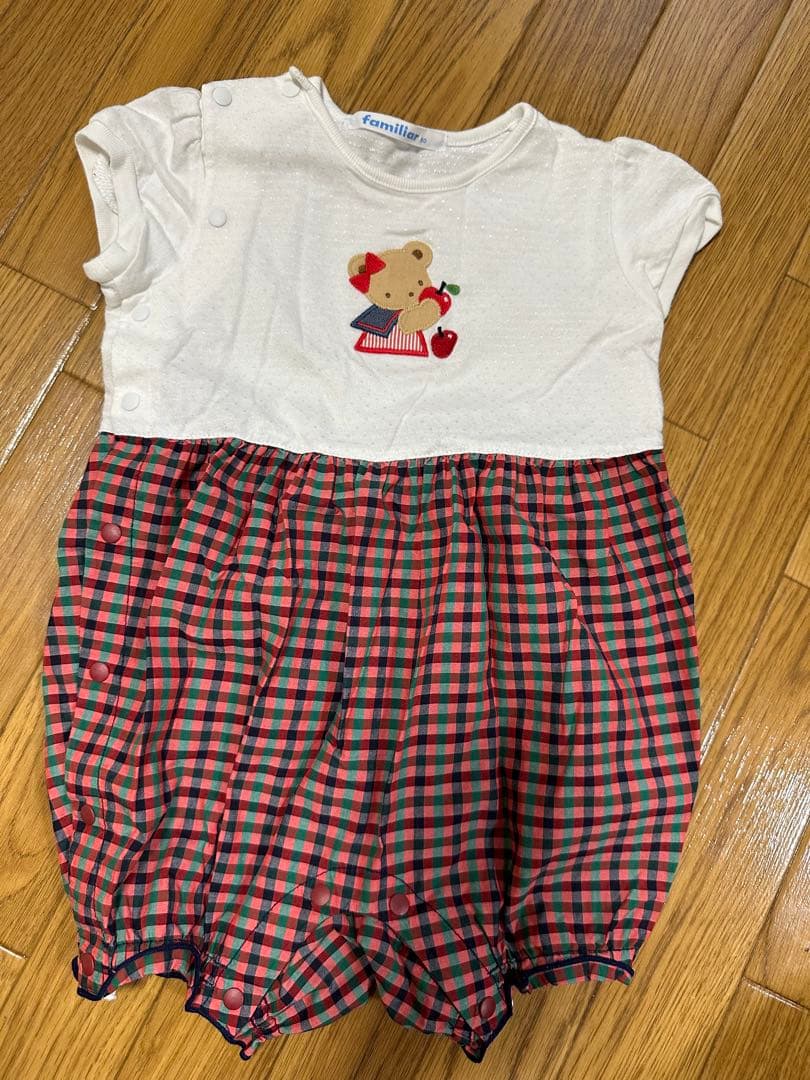 familiar クマ刺繍 ロンパース 80 - メルカリ